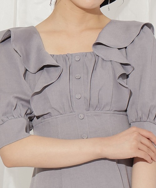 WILLSELECTION（ウィルセレクション）の「ラッフルフリルパフ袖ワンピース（ワンピース・レディース・ブラウン/ブラウン系その他/グレー系その他/グレー・FREE）」の21枚目の写真
