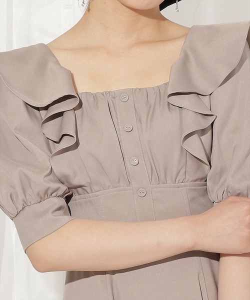 WILLSELECTION（ウィルセレクション）の「ラッフルフリルパフ袖ワンピース（ワンピース・レディース・ブラウン/ブラウン系その他/グレー系その他/グレー・FREE）」の9枚目の写真