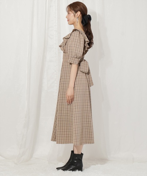 WILLSELECTION（ウィルセレクション）の「ラッフルフリルパフ袖ワンピース（ワンピース・レディース・ブラウン/ブラウン系その他/グレー系その他/グレー・FREE）」の13枚目の写真