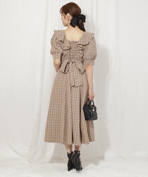 WILLSELECTION（ウィルセレクション）の「ラッフルフリルパフ袖ワンピース（ワンピース・レディース・ブラウン/ブラウン系その他/グレー系その他/グレー・FREE）」の14枚目の写真