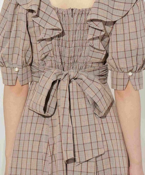 WILLSELECTION（ウィルセレクション）の「ラッフルフリルパフ袖ワンピース（ワンピース・レディース・ブラウン/ブラウン系その他/グレー系その他/グレー・FREE）」の6枚目の写真