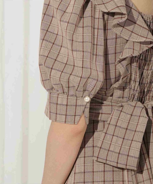 WILLSELECTION（ウィルセレクション）の「ラッフルフリルパフ袖ワンピース（ワンピース・レディース・ブラウン/ブラウン系その他/グレー系その他/グレー・FREE）」の7枚目の写真