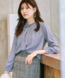 ストレッチとろみ素材フロント2WAYブラウス(しわになりにくい・速乾・洗濯機OK・UVカット)