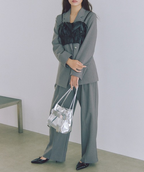 VIS（ビス）の「【美easy】ウーリッシュWブレストテーラードジャケット【洗える】（テーラードジャケット・レディース・グレー/ブラック/ベージュ・L/M/S）」の14枚目の写真