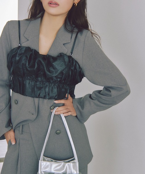 VIS（ビス）の「【美easy】ウーリッシュWブレストテーラードジャケット【洗える】（テーラードジャケット・レディース・グレー/ブラック/ベージュ・L/M/S）」の15枚目の写真