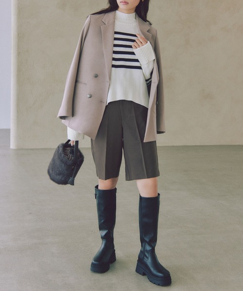 VIS（ビス）の「【美easy】ウーリッシュWブレストテーラードジャケット【洗える】（テーラードジャケット・レディース・グレー/ブラック/ベージュ・L/M/S）」の17枚目の写真