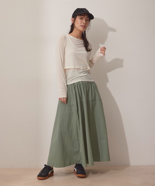 NERGY（ナージー）の「ギャザーナイロンスカート（スカート・レディース・カーキ/ブラック・FREE）」の17枚目の写真