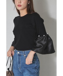 【ZOZO限定】パール付きタックフレアスリーブニット