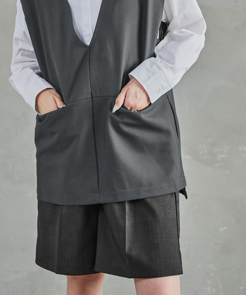 セール】深Vネックフロントポケットベスト トップス ベスト レディース