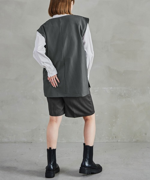 final  ベスト ウール混サイドベルトニットベスト(982-10002)