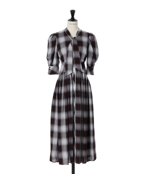 ワンピース Chelsea Checked Tie Dress/Her lip to Chelsea Checked Tie Dress（ワンピース）｜Her lip to（ハー