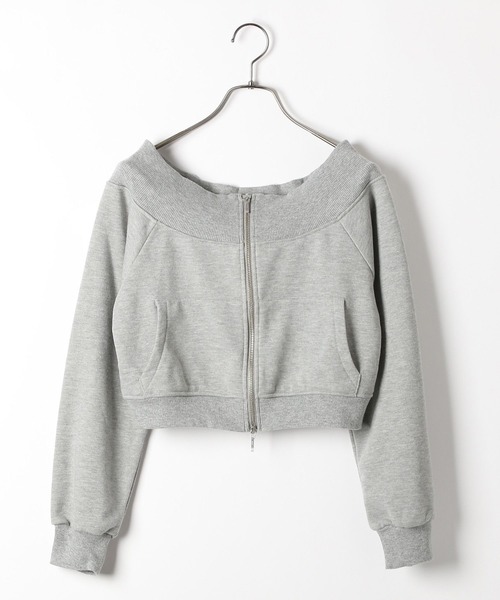 Heather(ヘザー)の「オフショルZIP裏毛スウェット 149049(スウェット・レディース・スミクロ/オートミール/グレー・FREE)」の4枚目の写真