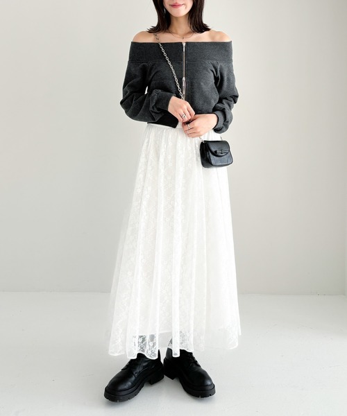 Heather(ヘザー)の「オフショルZIP裏毛スウェット 149049(スウェット・レディース・スミクロ/オートミール/グレー・FREE)」の17枚目の写真