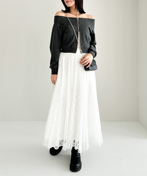 Heather(ヘザー)の「オフショルZIP裏毛スウェット 149049(スウェット・レディース・スミクロ/オートミール/グレー・FREE)」の16枚目の写真