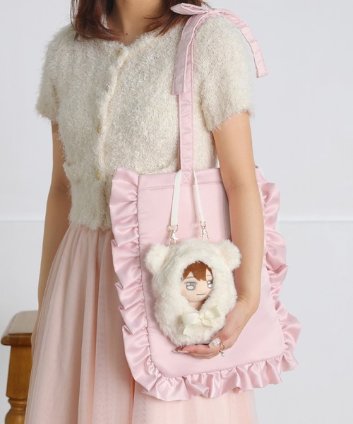 ぬい服 ドレス 肩掛け ショルダー 15cm~17cm①白 ねこ ピンク