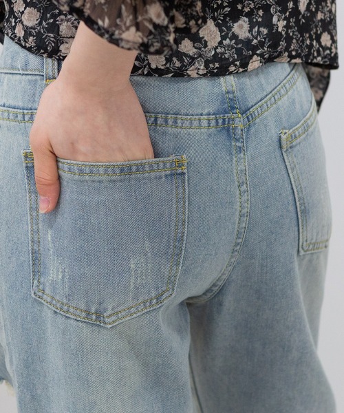 pumpkin port（パンプキンポート）の「ダメージデニム ロングパンツ（デニムパンツ・レディース・ブルー・L/M/S）」の13枚目の写真