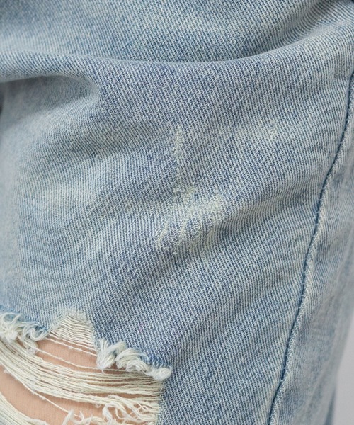 pumpkin port（パンプキンポート）の「ダメージデニム ロングパンツ（デニムパンツ・レディース・ブルー・L/M/S）」の16枚目の写真