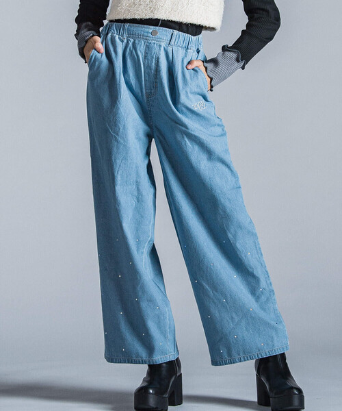 ZIDDY（ジディ）の「ラインストーン付きデニムパンツ(130~160cm