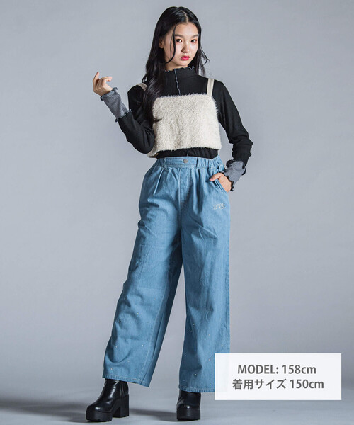 ZIDDY（ジディ）の「ラインストーン付きデニムパンツ(130~160cm