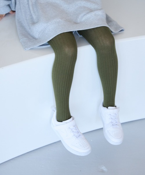 LOWRYS FARM(ローリーズファーム)の「リブカラータイツ 135772(タイツ/ストッキング・キッズ・グレー/オフホワイト/カーキ・MEDIUM/LARGE)」の1枚目の写真