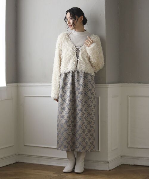 Sugar spoon（シュガースプーン）の「・SUGARSPOON 2wayフェザーカーディガン（カーディガン/ボレロ・レディース・ブラック/アイボリー・FREE）」の3枚目の写真