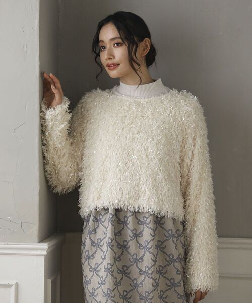 Sugar spoon（シュガースプーン）の「・SUGARSPOON 2wayフェザーカーディガン（カーディガン/ボレロ・レディース・ブラック/アイボリー・FREE）」の4枚目の写真