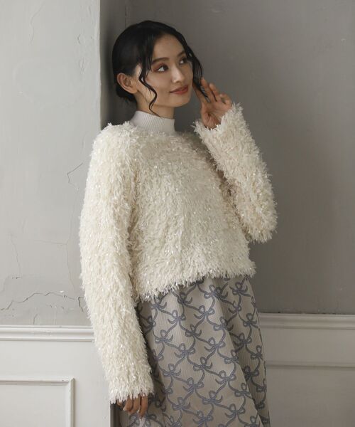 Sugar spoon（シュガースプーン）の「・SUGARSPOON 2wayフェザーカーディガン（カーディガン/ボレロ・レディース・ブラック/アイボリー・FREE）」の5枚目の写真