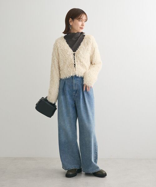 Sugar spoon（シュガースプーン）の「・SUGARSPOON 2wayフェザーカーディガン（カーディガン/ボレロ・レディース・ブラック/アイボリー・FREE）」の10枚目の写真