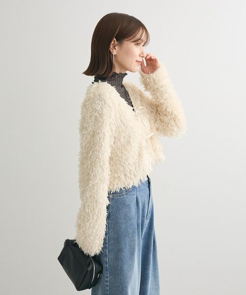 Sugar spoon（シュガースプーン）の「・SUGARSPOON 2wayフェザーカーディガン（カーディガン/ボレロ・レディース・ブラック/アイボリー・FREE）」の14枚目の写真