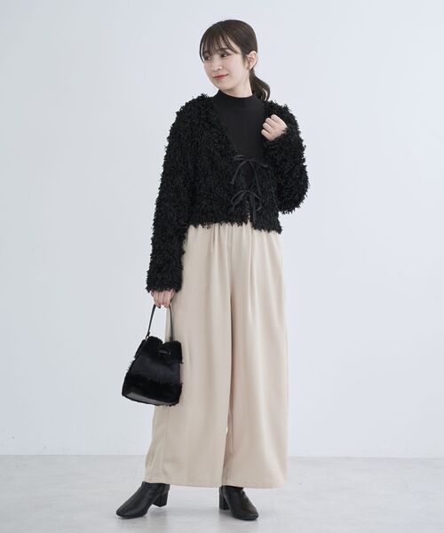 Sugar spoon（シュガースプーン）の「・SUGARSPOON 2wayフェザーカーディガン（カーディガン/ボレロ・レディース・ブラック/アイボリー・FREE）」の18枚目の写真