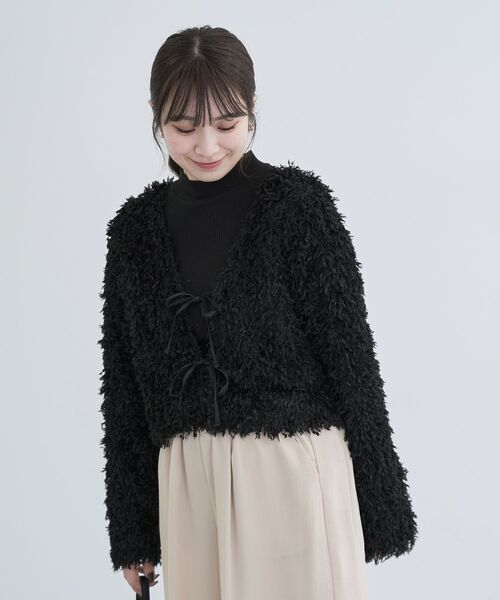 Sugar spoon（シュガースプーン）の「・SUGARSPOON 2wayフェザーカーディガン（カーディガン/ボレロ・レディース・ブラック/アイボリー・FREE）」の19枚目の写真