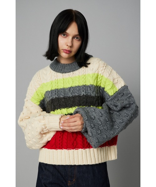 HeRIN.CYE（ヘリンドットサイ）の「Cable knit tops　　ケーブルニットトップス（ニット/セーター・レディース・グレー系その他/オレンジ系その他・FREE）」の2枚目の写真
