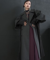 [極美品]HARE トレンチコート レザー切り替え ベルト付き M ブラック 極美品]HARE トレンチコート レザー切り替え ベルト付き M