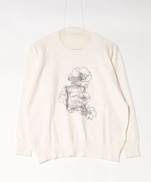 【DESERT ROSE/デザートローズ】フレグランスボトルプリント装飾ニット