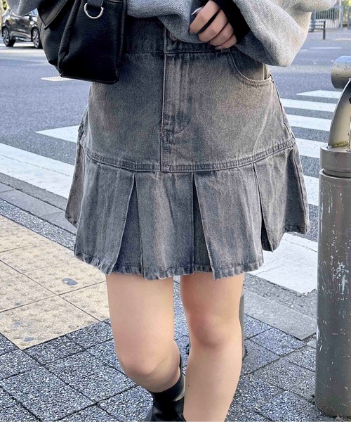 INGNI(イング)の「裾切替プリーツデニムミニスカート/A(スカート・レディース・ブルー系その他/グレー/カモフラージュ・FREE)」の5枚目の写真