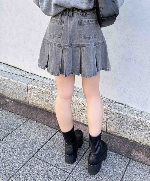 INGNI(イング)の「裾切替プリーツデニムミニスカート/A(スカート・レディース・ブルー系その他/グレー/カモフラージュ・FREE)」の7枚目の写真