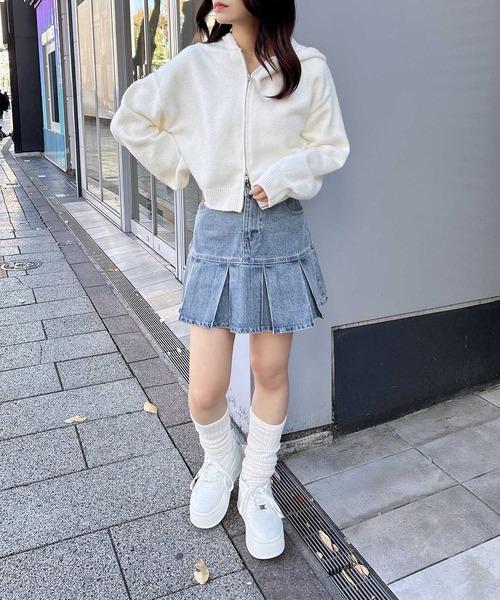 INGNI(イング)の「裾切替プリーツデニムミニスカート/A(スカート・レディース・ブルー系その他/グレー/カモフラージュ・FREE)」の10枚目の写真