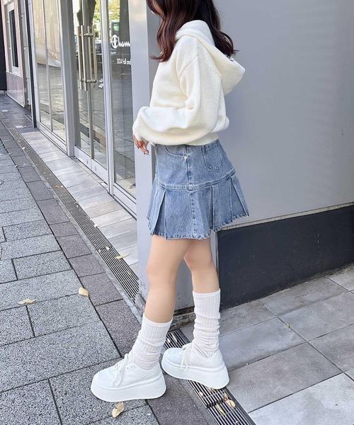 INGNI(イング)の「裾切替プリーツデニムミニスカート/A(スカート・レディース・ブルー系その他/グレー/カモフラージュ・FREE)」の12枚目の写真