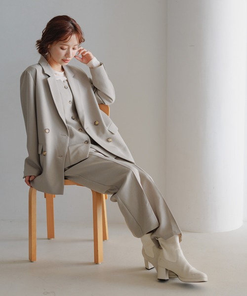 mysty woman(ミスティウーマン)の「セットアップ着用可・センタープレスストレートパンツ 291372(スラックス・レディース・ネイビー/ベージュ/グレー・FREE)」の20枚目の写真