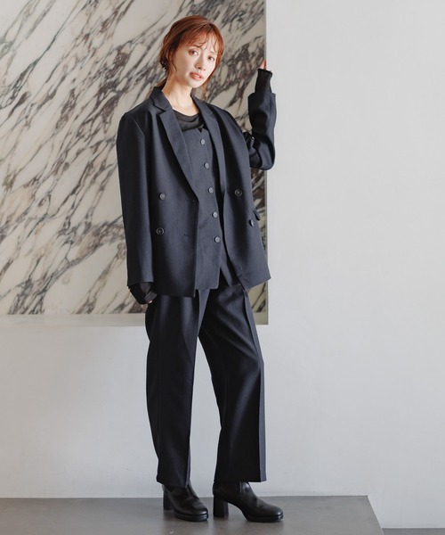 mysty woman(ミスティウーマン)の「セットアップ着用可・センタープレスストレートパンツ 291372(スラックス・レディース・ネイビー/ベージュ/グレー・FREE)」の4枚目の写真