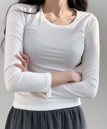 裏起毛 カットソー 長袖 トップス 長袖 インナー tシャツ 韓国ファッション ヒートテック レディース シャツ レイヤード 無地 ラウンドネック あったか