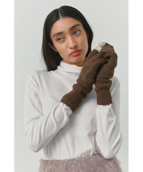 ALEXIA STAM（アリシアスタン）の「Knit Gloves /バイカラー手袋（手袋・レディース・ブラック/ブラウン/グレー・FREE）」の7枚目の写真