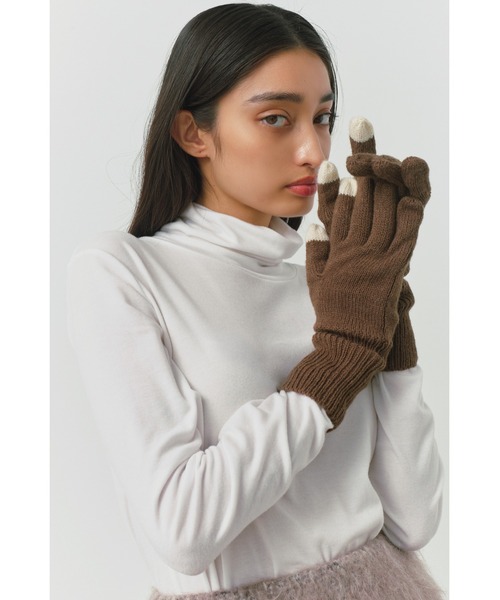 ALEXIA STAM（アリシアスタン）の「Knit Gloves /バイカラー手袋（手袋・レディース・ブラック/ブラウン/グレー・FREE）」の8枚目の写真