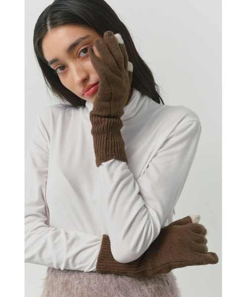 ALEXIA STAM（アリシアスタン）の「Knit Gloves /バイカラー手袋（手袋・レディース・ブラック/ブラウン/グレー・FREE）」の9枚目の写真