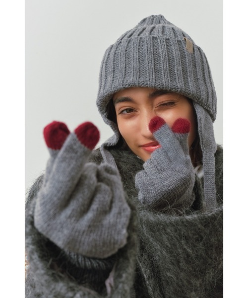 ALEXIA STAM（アリシアスタン）の「Knit Gloves /バイカラー手袋（手袋・レディース・ブラック/ブラウン/グレー・FREE）」の12枚目の写真