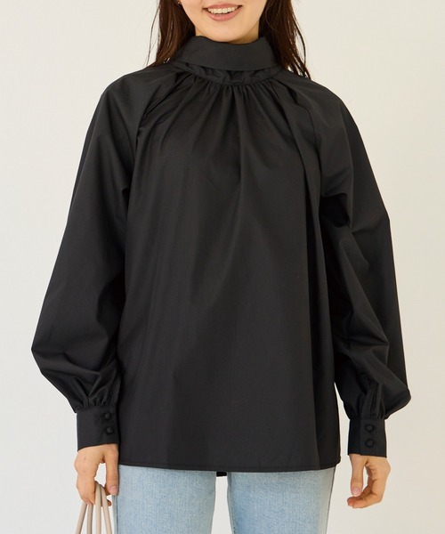 INCEDE（インシード）の「前後2WAY ビッグボウタイブラウス（シャツ/ブラウス・レディース・ブラック/オフホワイト/ホワイト/ブルー系その他/ライトブルー・M/L/LL）」の7枚目の写真