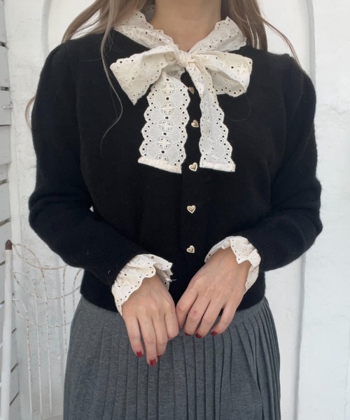 レースリボンカーディガン(ニット/セーター)|MORE self LOVE(モアセルフラブ)