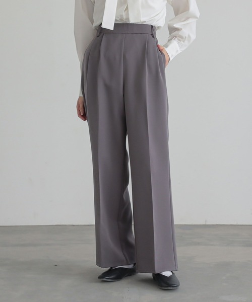 n'OrLABEL（ノアールレーベル）の「『2タックセミワイドパンツ』（スラックス・レディース・ブラック/グレー・2/1）」の4枚目の写真