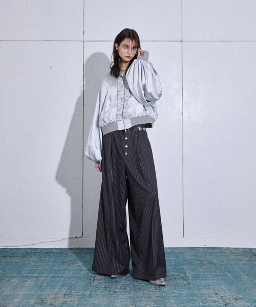 Lame stripe wide straight pants / ラメストライプワイド