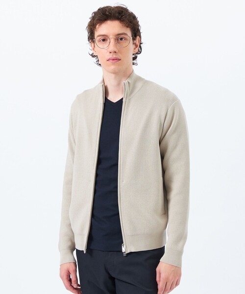 MACKINTOSH PHILOSOPHY(マッキントッシュ フィロソフィー)の「片畦プレーティング ジップアップニット(カーディガン/ボレロ・メンズ・ダークネイビー/ベージュ系その他/オレンジ系その他2/ブルー系その他3・38/40/42)」の2枚目の写真